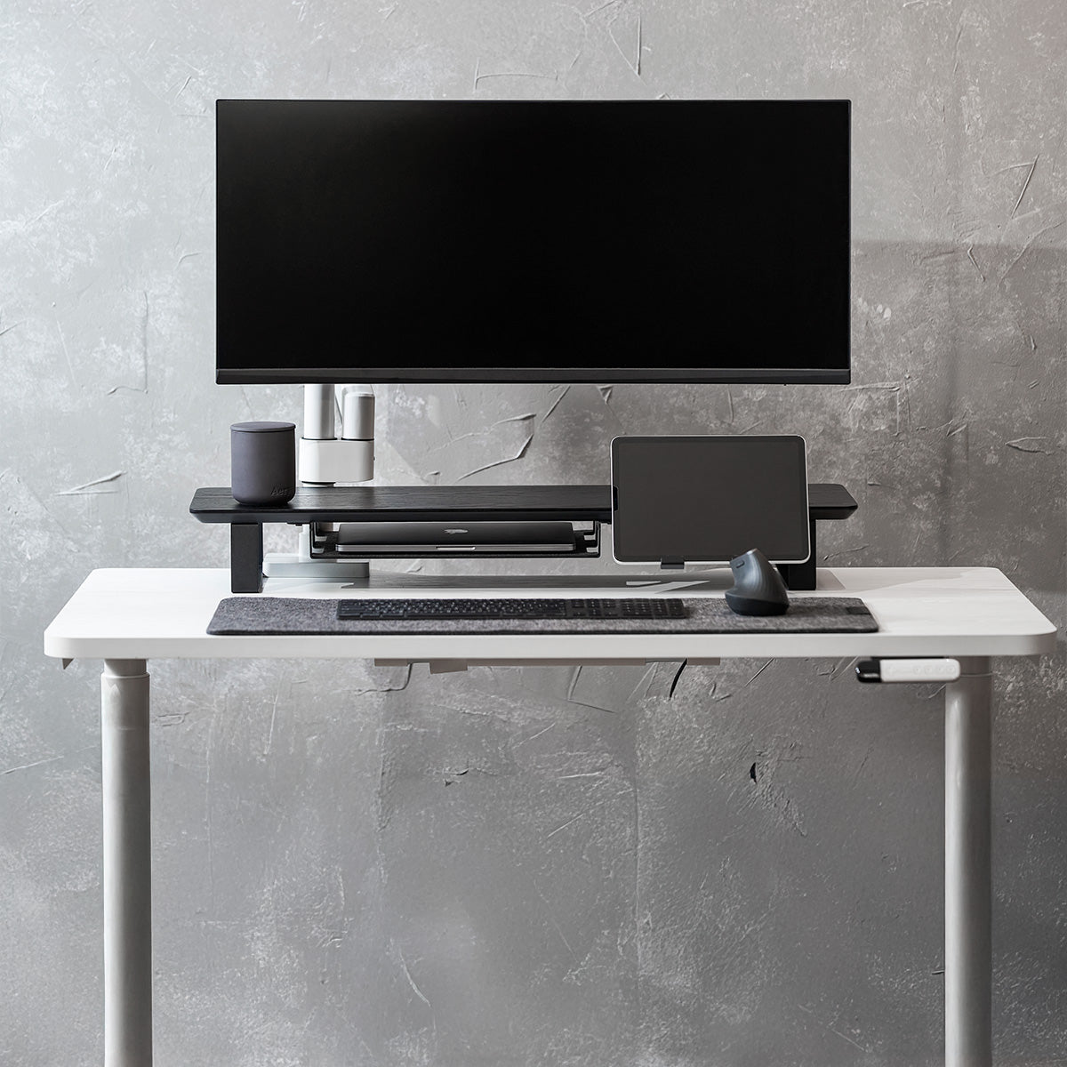 ULTRARM monitor arm and Moodular wooden monitor stand — modular, ergonomic, and designed for VISION ultrawide monitors. Enhances comfort, saves space, and elevates your workspace with precision craftsmanship.